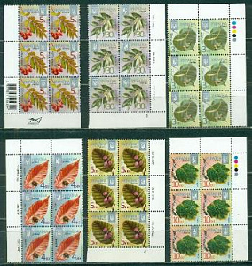 Украина, 2012, Стандарт, Листья, микротекст 2012. 6 шестиблоков Украина, 2012, Стандарт, Листья, микротекст 2012. 6 шестиблоков